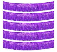 Ohiyoo Paquete de 5 guirnaldas de flecos de papel de aluminio morado, 50 pies para colgar en la pared, serpentinas metálicas para desfiles, flotadores de desfile, fiesta de cumpleaños, Halloween,
