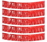 Ohiyoo Paquete de 5 guirnaldas de flecos de papel de aluminio rojo, 50 pies para colgar en la pared, serpentinas de oropel metálicas para desfiles, flotadores de desfile, fiesta de cumpleaños,
