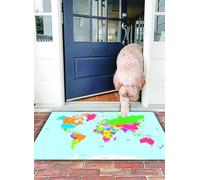 OHJEAJDS Alfombra de baño Antideslizante para baño,Absorbente de Agua,Felpa,Microfibra,Alfombra de baño (40x60 cm),Mapa, Mapa clásico Colorido del Mundo en Estilo político Viajes Europa América Asia