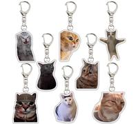 Ohjijinn 8 llaveros de gato lindo meme llavero de dos gatos parlantes llavero kawaii regalo divertido para amigos, multicolor, talla única