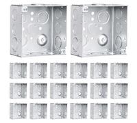 OHLECTRIC Caja eléctrica de metal soldado 4x4 (paquete de 20), caja de conexiones cuadrada de 1-1/2 pulgadas de profundidad con nocautas concéntricas de 1/2 y 3/4 pulgadas, tierra elevada, 23 Cu en