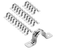 OhLectric Correa de soporte de tubería, correa de tubo de acero con 2 agujeros, soporte en U resistente de 1 pulgada, clip de tubo de tensión recubierto de zinc, abrazadera de tubo para conductos EMT,