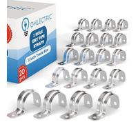 OHLECTRIC Correa de tubo resistente (20 unidades, 2 pulgadas), abrazaderas de conducto chapadas en zinc, 1 agujero de acero EMT, soporte en U, clip de tubo de tensión recubierto de zinc, abrazadera de