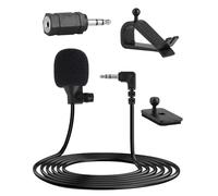 Ohling Micrófono Externo 3.5mm Coche Micrófono Estéreo Radio Cable de 3M Micrófono con Collar Clip Amplificador de Voz Altavoces para Bluetooth de Coche Estéreo Video Conferencia Podcast Discursos