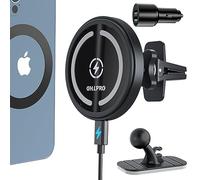 OHLPRO MagSafe - Cargador De Montaje para Coche, 15 W QC 3.0 De Carga Rápida para iPhone 16 ProMax, Pro, Plus, Serie 15, 14, 13, 12, Se Pega En El Salpicadero del Coche Y Soporte para Teléfono De