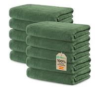Ôhm Toallas de Cara 30x50 cm 100% Algodón 500 g/m² - Toalla Pequeña de Bidet y Lavabo - Suave y Alta Absorción - Color Verde Pino, Oeko-Tex - Pack 10 Unidades