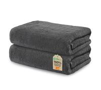 Ôhm Toallas de Lavabo 50x100 cm 100% Algodón 500 g/m² - Toallas de Mano para Baño - Alta Absorción y Suavidad, Gris Oscuro- Oeko-Tex - Pack 2 Unidades