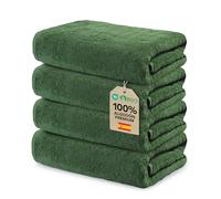 Ôhm Toallas de Lavabo 50x100 cm 100% Algodón 500 g/m² - Toallas de Mano para Baño - Alta Absorción y Suavidad, Verde Pino- Oeko-Tex - Pack 4 Unidades