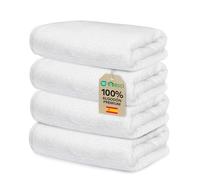 Ôhm Toallas de Lavabo 50x100 cm 100% Algodón 500 g/m² - Toallas de Mano para Baño - Alta Absorción y Suavidad, Blanco- Oeko-Tex - Pack 4 Unidades