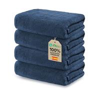 Ôhm Toallas de Lavabo 50x100 cm 100% Algodón 500 g/m² - Toallas de Mano para Baño - Alta Absorción y Suavidad, Azul Oscuro- Oeko-Tex - Pack 4 Unidades