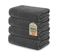 Ôhm Toallas de Lavabo 50x100 cm 100% Algodón 500 g/m² - Toallas de Mano para Baño - Alta Absorción y Suavidad, Gris Oscuro- Oeko-Tex - Pack 4 Unidades