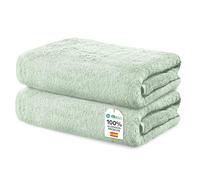 Ôhm Toallas de Lavabo 50x100 cm 100% Algodón 500 g/m² - Toallas de Mano para Baño - Alta Absorción y Suavidad, Salvia - Oeko-Tex - Pack 2 Unidades