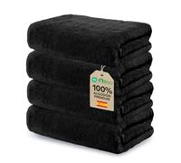 Ôhm Toallas de Lavabo 50x100 cm 100% Algodón 500 g/m² - Toallas de Mano para Baño - Alta Absorción y Suavidad, Negro - Oeko-Tex - Pack 4 Unidades