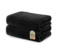 Ôhm Toallas de Lavabo 50x100 cm 100% Algodón 500 g/m² - Toallas de Mano para Baño - Alta Absorción y Suavidad, Negro - Oeko-Tex - Pack 2 Unidades