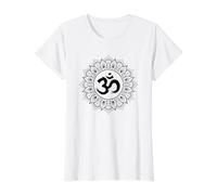 Ohm y Mandala AUM Om Meditación hindú Camiseta gráfica económica, Mujer, Blanco, L