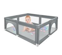 OHMG 120 x 120 x 66 cm Parque infantil desmontable lavable con 50 bolas plásticas 2 bandas centro de actividades para niños gran parque adecuado interior exterior con rejilla protectora