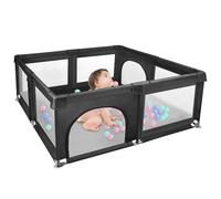 OHMG 120 x 120 x 66 cm Parque infantil desmontable lavable con 50 bolas plásticas 2 bandas centro de actividades para niños gran parque adecuado interior exterior con rejilla protectora