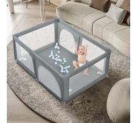 OHMG 180 x 120 cm, parque infantil desmontable lavable con 50 bolas plásticas 2 bandas centro de actividades para niños, gran parque adecuado para interiores exteriores con rejilla protectora