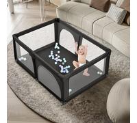 OHMG 180 x 120 cm, parque infantil desmontable lavable con 50 bolas plásticas 2 bandas centro de actividades para niños, gran parque adecuado para interiores exteriores con rejilla protectora