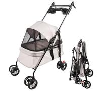 OHMG 3 en 1 Cochecito Buggy Plegable Perro Gato,Cesta de almacenamiento Portavasos Tela 600D Oxford Impermeable 4 ruedas Resistente al desgaste a 360°,Ventana de red,Portavasos