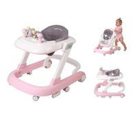 OHMG 4 en 1 Andador para bebé con bandeja de actividades musicales extraíble, Andador de bebé fácilmente plegable, de 6 a 18 meses, hasta 12 kg, regulable en altura con ruedas silenciosas