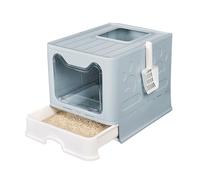 OHMG - Bandeja para gatos con tapa, bandeja de cajón y pala para cama, portátil, WC para gatos con tapa, 38 x 41 x 51 cm, limpieza fácil