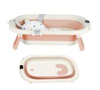OHMG Bañera Bebe, Bañera Plegable Bebé, Bañera Bebé Con Termómetro Digital, Cojín De Baño, Bañera Bebe Plegable, Compacta Portátil Con Bandeja De Almacenamiento (B-Rose-43 x 71 x 18,5 cm)