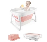 OHMG Bañera plegable para bebés Bañera de bebé,Bañera de viaje portátil antideslizante,Plato de ducha para recién nacidos niños pequeños,Bañera portátil para bebés,Bañera de bebé con taburetes