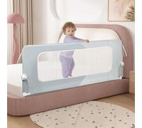 OHMG - Barrera para cama infantil, 200 x 73 - 86 cm, XXL, seguridad plegable y portátil, marco de metal anticaída, barreras de cama, atadas con cinturones de seguridad, protección para caídas de bebé