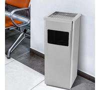 OHMG Basurero con Cenicero de Pie de 35L,Cubo Interior Extraíble,Cubo de Basura de Acero Exterior para la Oficina, el Hotel y el Jardín,Contenedor de residuos,Papelera Cenicero