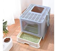 OHMG Caja de arena para gatos con tapa, incluye pala, bandeja extraíble, 2 aberturas, fondo antigoteo