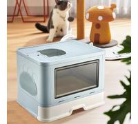 OHMG Caja de arena para gatos, con tapa y accesorios, incluye pala y alfombrilla, caja de arena para gatos, tamaño XXL, bandeja extensible (polvo-48,5 x 36,5 x 38 cm)