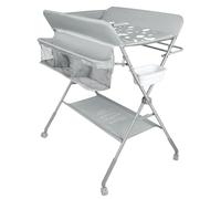 OHMG Cambiador Plegable con Cesta y Estantes,Mueble Cambiador Bebe Plegable y Portátil,Cambiador con 4 Ruedas,Ajuste de Altura,Cambiador para Bebé Plegable y Portátil,Tela Oxford