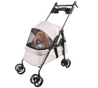 OHMG - Cochecito plegable para perros pequeños y mayores, hasta 20 kg, ruedas con frenos de 360°, cesta xxl,3 ventanas,portavasos,carrito para perro