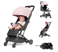 OHMG - Cochecitos de la ciudad, 0-4 años, 0-22 kg, cochecito de bebé, ligero y compacto, 3 posiciones de inclinación, posición alargada, plegable automática, correa para el hombro (rosa-63 x 30 x 101