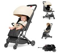 OHMG - Cochecitos de la ciudad, 0-4 años, 0-22 kg, cochecito de bebé ligero y compacto, 3 posiciones de inclinación, posición alargada, plegable automática, correa para el hombro (Kaki-63x30x101cm)