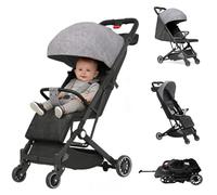 OHMG - Cochecitos de la ciudad, 0-4 años, 0-22 kg, cochecito de bebé, ligero y compacto, 3 posiciones de inclinación, posición alargada, plegable automática, correa para el hombro (gris-63 x 30 x 101