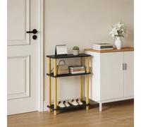OHMG - Consola de muebles, mesa de consola fina de madera, mesa de presentación, mesa de entrada, punta de sofá, mesa auxiliar, para pasillo, entrada, salón, natural, negro: 1