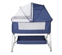 OHMG Cuna auxiliar, cuna de bebé, 3 en 1, cuna para recién nacidos, mecedora para casa y viajes, con ruedas, ajustable 6 alturas (95 x 50 x 98 - 110 cm (azul oculto))