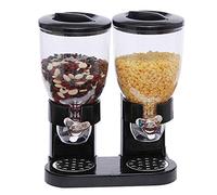 OHMG Dispensador de cereales,3.5L*2 Dispensador de copos de maíz,Dispensador de caramelos,Porta cereales de desayuno,Contenedor de cereales de desayuno,Doble,Frutas secas, Pasta y caramelos (negro)