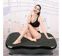 OHMG Fitness - Pedana vibrante, 200 W, fitness, plataforma vibratoria profesional con pantalla LCD, bandas de resistencia, mando a distancia, Bluetooth, carga 120 kg, 53 x 32,5 x 12 cm (negro)