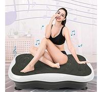 OHMG Fitness - Pedana vibrante, 200 W, fitness, plataforma vibratoria profesional con pantalla LCD, bandas de resistencia, mando a distancia, Bluetooth, carga 120 kg (blanco negro)