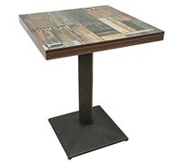 OHMG Mesa alta de bistró, mesa de comedor, mesa de comedor, mesa cuadrada, mesa de cocina, mesa de salón, mesa alta, 60 x 60 x 75 cm, con pata de metal para salón, balcón, comedor, marrón (C)