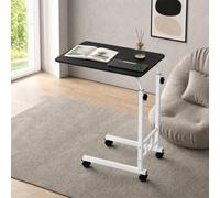 OHMG - Mesa de cama para pacientes postrados, escritorio portátil, mesa de sofá con estructura de acero y tablero de aglomerado, mesa de ordenador con 4 ruedas, regulable en altura