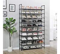 OHMG - Mueble para zapatos, 10 niveles, almacenamiento de zapatos, estructura de metal, estantes de tela no tejida, para entrada, pasillo, vestidor, dormitorio, alta y estrecha