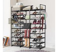 OHMG Mueble Zapato, estante para zapatos, 9 niveles, almacenamiento de zapatos, estructura de metal, estantes de tela no tejida, para entrada, pasillo, vestidor, dormitorio, alta y estrecha