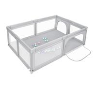 OHMG Parque Infantil Bebe 120 * 120cm,Alfombra Bebe con 50 Bolas+Agarraderas,Corralito Bebe con Malla Transpirable Parque de Juegos Bebe,Parque de Juegos para Bebes,Plegable Baby Playpen