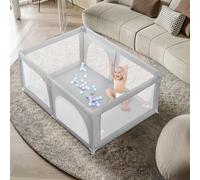 OHMG Parque infantil extraíble de 180 x 150 cm, lavable con 50 pelotas de plástico, 2 tiras, centro de actividades para niños, parque grande, adecuado para interiores y exteriores con rejilla