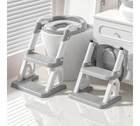 OHMG - Reductor de inodoro infantil, 2 en 1 elevador de inodoro infantil para niños y niñas, asiento de inodoro para niños con escalera, pedal alargado y cojín, asiento de inodoro antideslizante