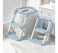 OHMG - Reductor de inodoro infantil, 2 en 1 elevador de inodoro infantil para niños y niñas, asiento de inodoro para niños con escalera, pedal alargado y cojín, asiento de inodoro antideslizante